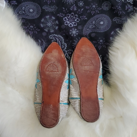 Leather Silver/Blue Morracan Slippers-SZ 7 - Picture 10 of 13